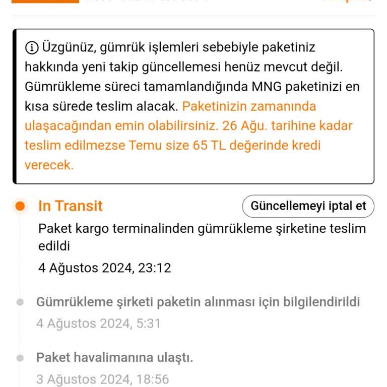 Temu Gumruk İşlemleri Uzatılması