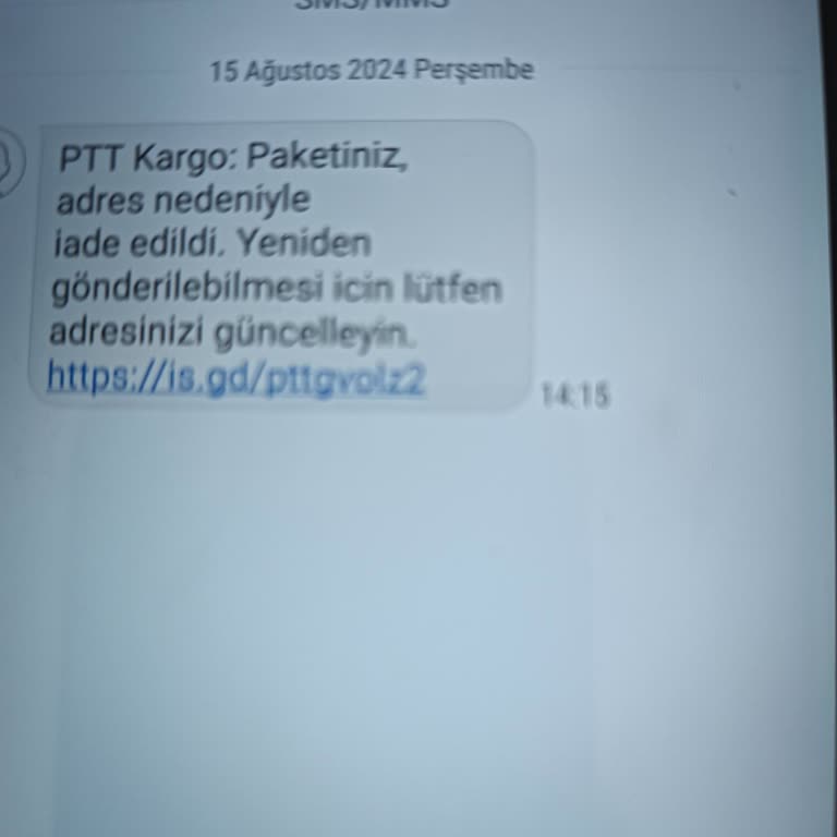 PTT Kargo Adına Gelen Şüpheli Mesaj Ve Link