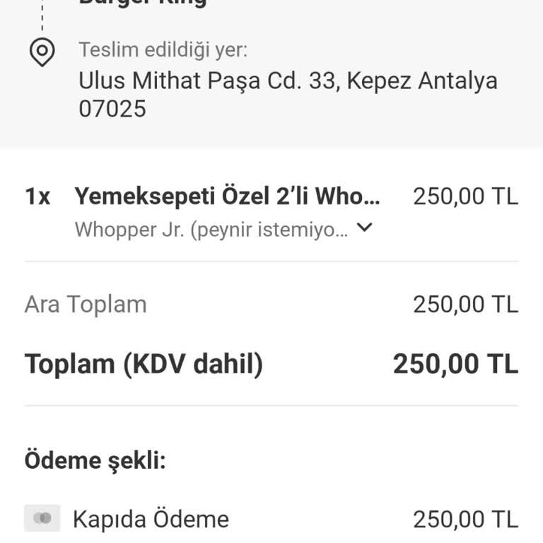 Yemek Sepeti'nden Aldığım Burger King Siparişi Sonrası Sağlık Sorunları