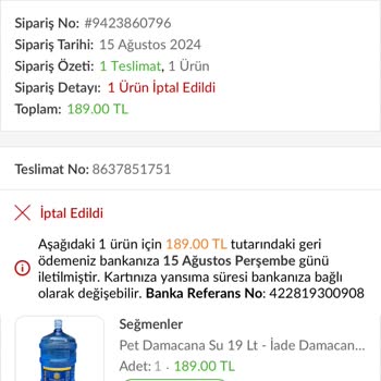 Trendyol Seğmenler Su Müşterisinin Arkasında Durmuyor.