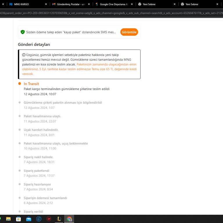 MNG Kargo MNG Temu Gumrukte Bekletmesi