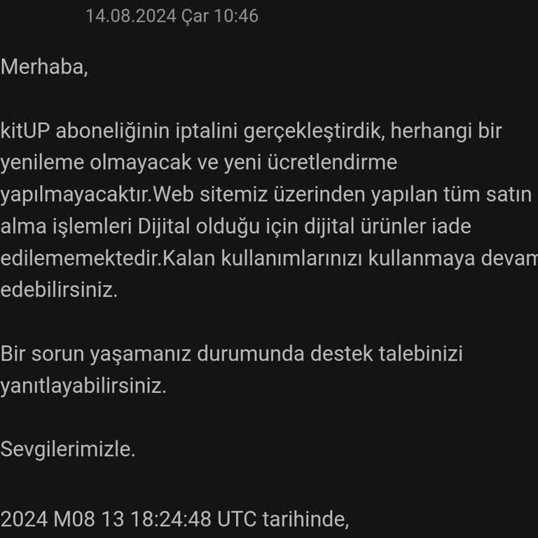 Kitup In Ücret İadesi Yapmaması