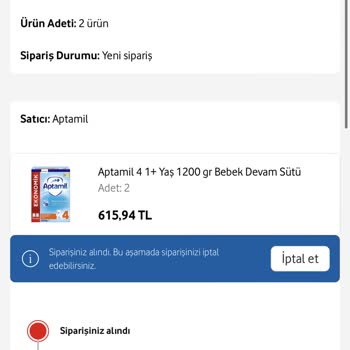 Milupa Geciken Bebek Devam Sütü Siparişi