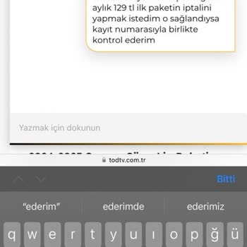 TOD Tv Tod Paket İptal Ücretini Vermiyor!