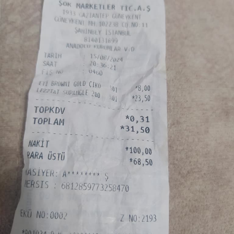 Şok Market Kaba Kasiyer