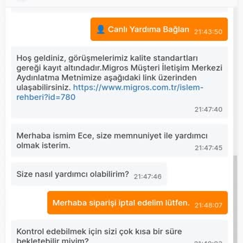 Migros Sipariş Getirme Savsaklığı.