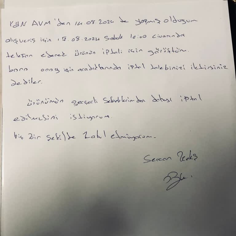 Yön AVM Gebze Şube Ürün İptali