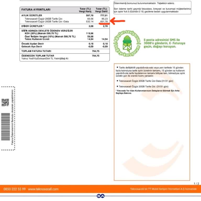 TeknosaCell Haksız Yüksek Fatura