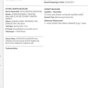 Arçelik Buzdolabı Sorunu ve Yetersiz Servis Hizmeti