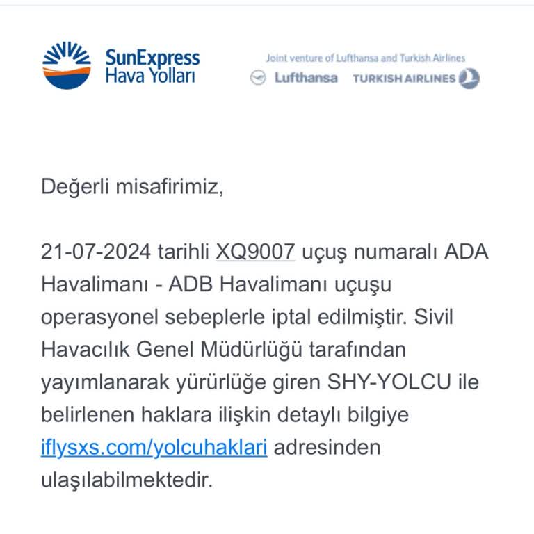 Sunexpress Uçuş İptali Ve Tazminat