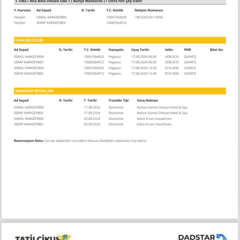 Tatilcikuş Rezervasyon Ücreti Ödediğim Halde Uçuş Yok