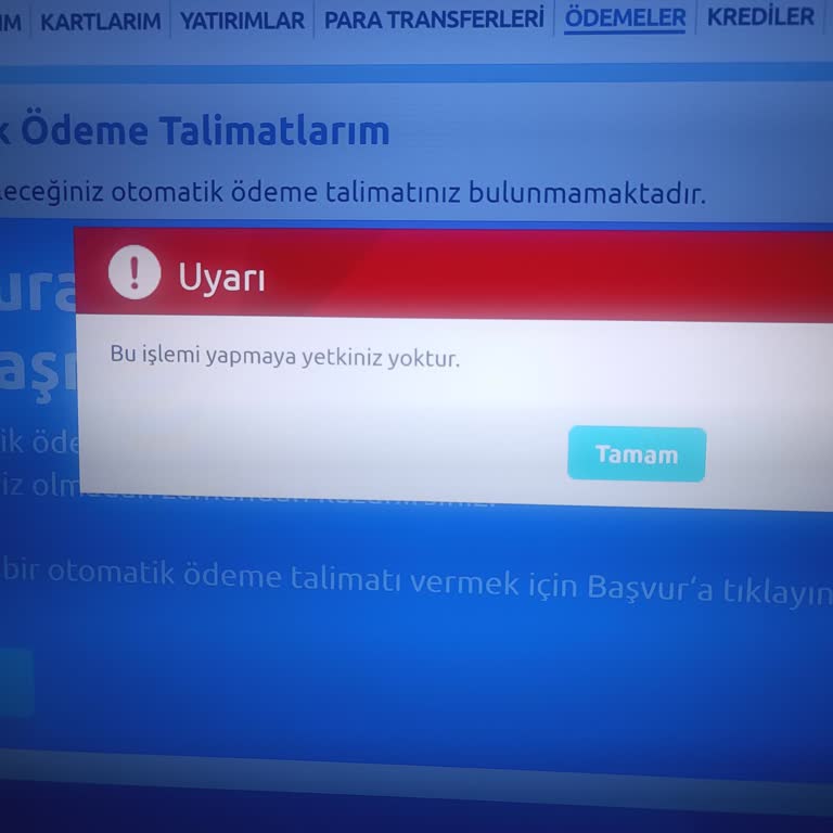 Yapı Kredi Bankası Bu İşlemi Yapmaya Yetkiniz Yok Hatası Var