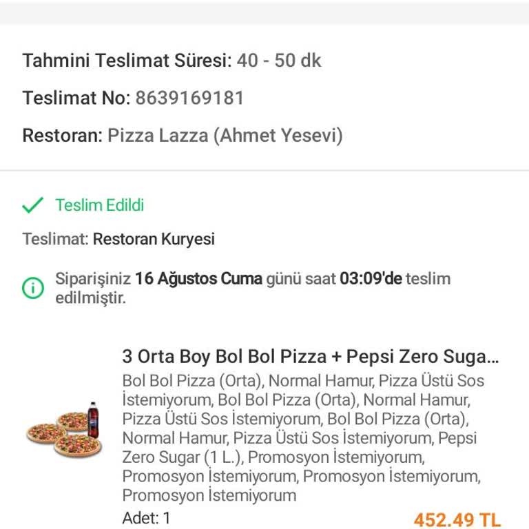 Trendyol Yemek Trendyol GO İade Reddedildi