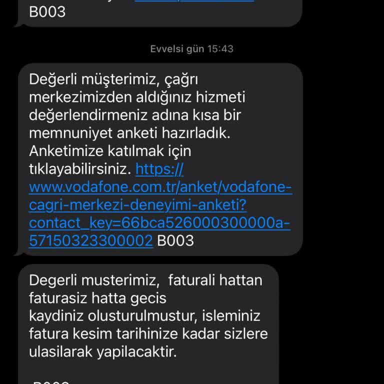 Vodafone Faturasız Hatta Geçiş Sorunu