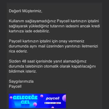Paycell'den Yatmayan Param