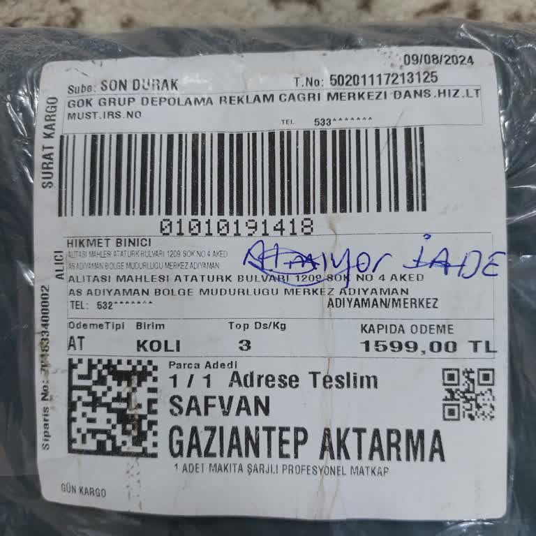 Gök Grup Depolama Kargo Yanlış Veya Bilerek Eksik Alakası Olmayan Marka