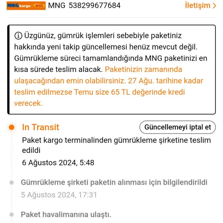 MNG Kargo Gümrükte Bekleyen Kargom İçin Acil Çözüm Bekliyorum