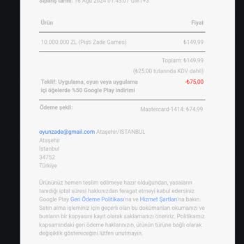 Oyunzade Yapılan Çip Yüklemesinin Hesaba Gelmemesi