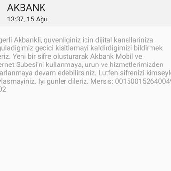 Akbank Dijital Kısıt Dijital Kısıt