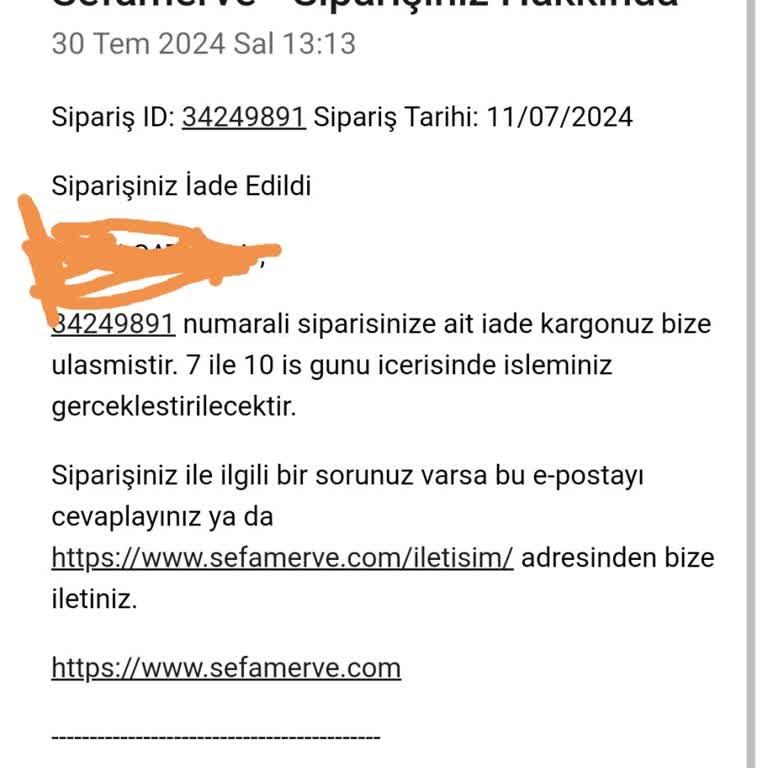Sefamerve Para İadesi Yapmıyor...
