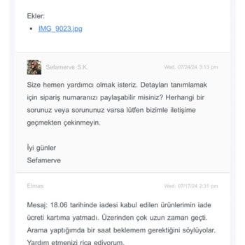 Sefamerve İadesi Yapılmadı. İademin Yatırılmasını İstiyorum