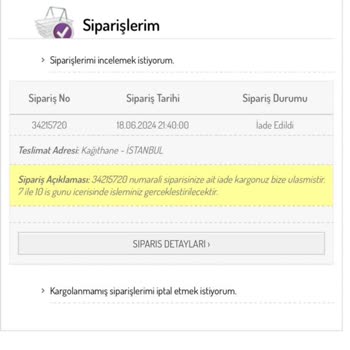 Sefamerve İadesi Yapılmadı. İademin Yatırılmasını İstiyorum