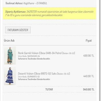 Sefamerve İadesi Yapılmadı. İademin Yatırılmasını İstiyorum
