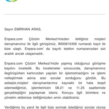 Enpara Kredi Kartı Güvenlik Sorunu Ve Yetersiz Müşteri Hizmeti