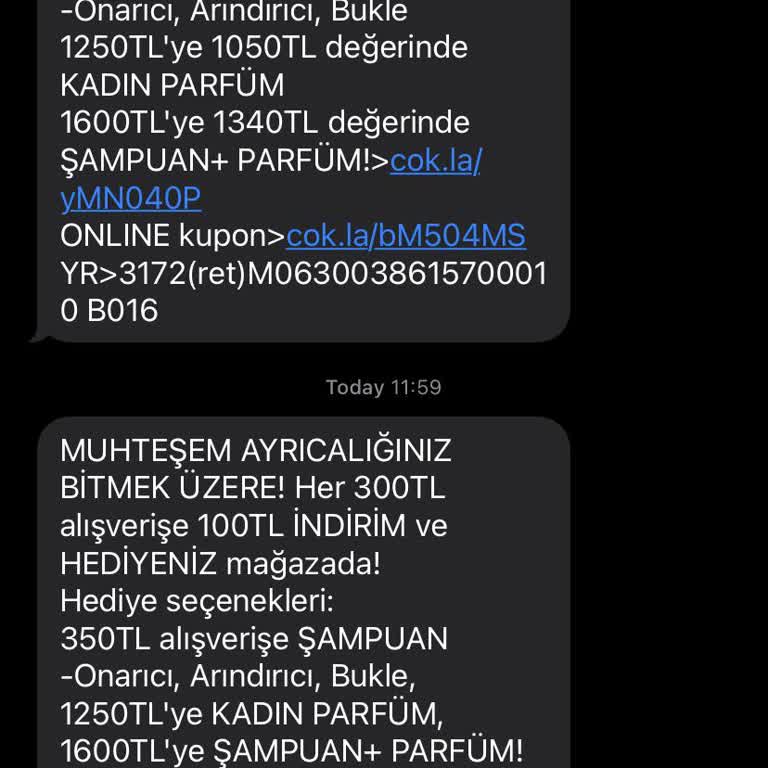 Yves Rocher SMS İptal Edilmiyor