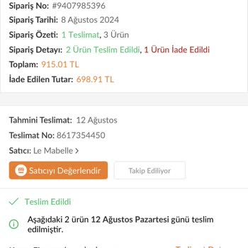 Trendyol'da Ücret İadesi Eksik Yatırıldı