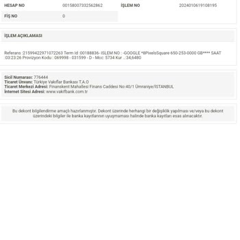 Google Play Bilgi Dışı Para Çekimi