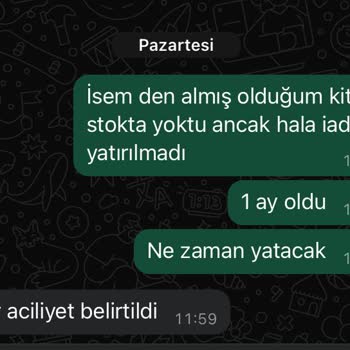 İsem Kitap Siparişim 1 Ay Oldu Gelmedi Ücret İade Edilmedi