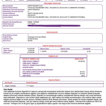 Hep İyi Sigorta Vize Reddi Teminatı Ücret İadesi Sorunu