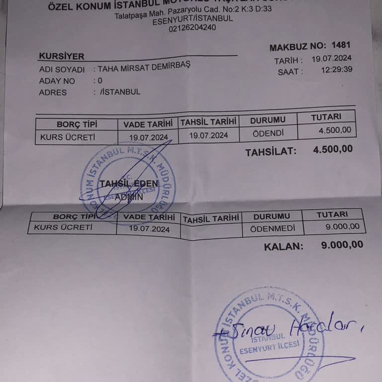 Konum İstanbul Sürücü Kursu Sürücü Kursu İptal Edememe