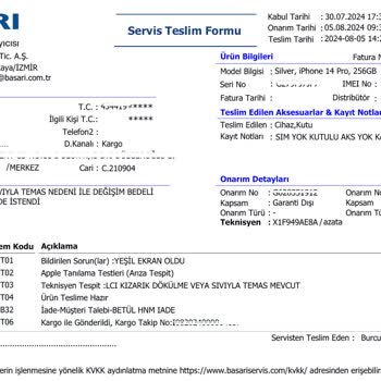 iPhone Apple İphone 14 Pro Yeşil Ekran Sıvı Teması İzmir Başarı Teknik Servis