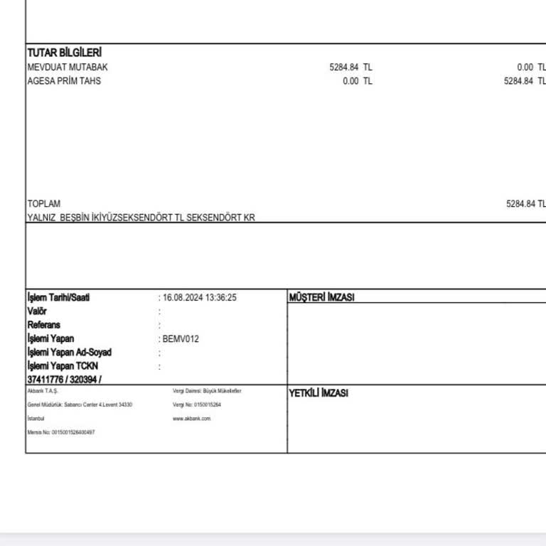 Akbank Agesa Bireysel Kredili Poliçe İlk Pirim Tahsilatı