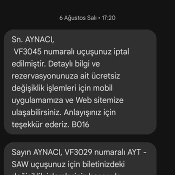 Ajet Uçuşlarımızı İptal Ederek Bizi Mağdur Etti