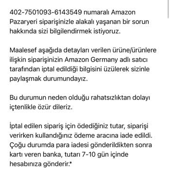 Amazon Türkiye 24 Gün Sonra Sipariş İptali Yapması