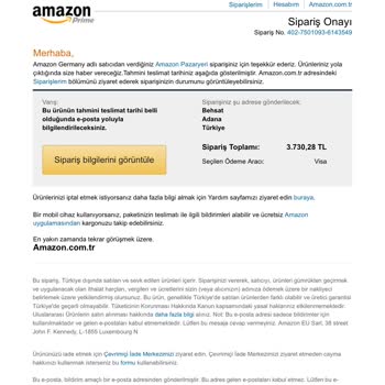 Amazon Türkiye 24 Gün Sonra Sipariş İptali Yapması