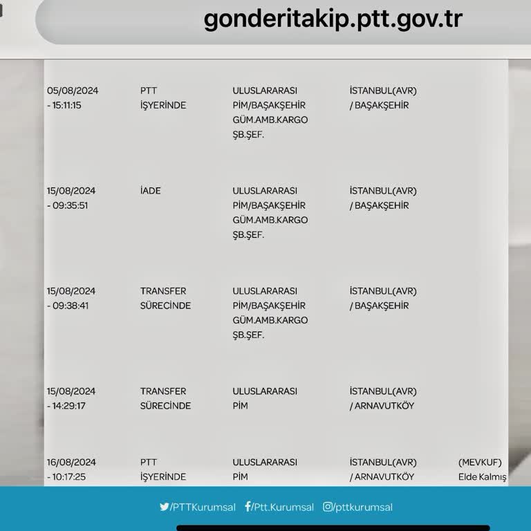 PTT Kargo Pt Kargo Problemi