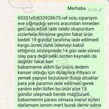 TürkoğluAvm İade Sürecinde Yaşanan Gecikme