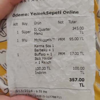 Yemek Sepeti'nden Verilen Sipariş Çok Geç, Farklı Menü Ve Bayat Geldi
