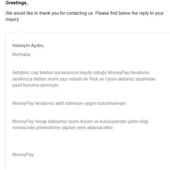MoneyPay Para İadesi Yapmıyor.