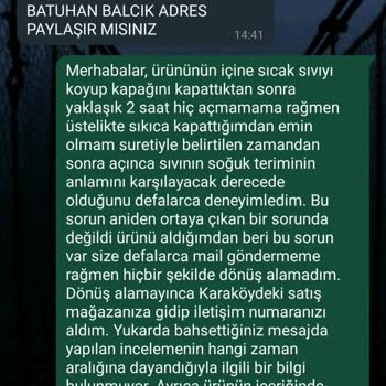 Stanley Termos Teknik Servis Kutupayısı Ürünün Kusurunu Kabul Etmiyor.