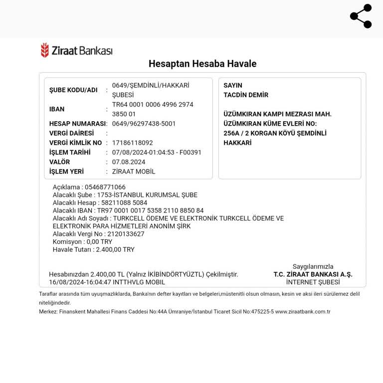 Ziraat Bankası Para İadesi Yapmıyor