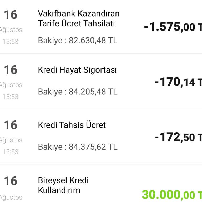 VakıfBank Kazandıran Tarife Adı Altında Alınan Para