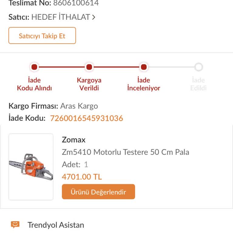 Trendyol Hedef İthalat Bozuk Ürün Gönderip Para İadesi Yapmıyor