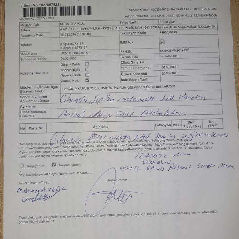 Samsung TV İki Yılda Bir Bozulan Ekran