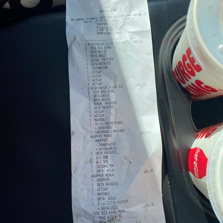 Burger King'den Aldığım Paket Eksik