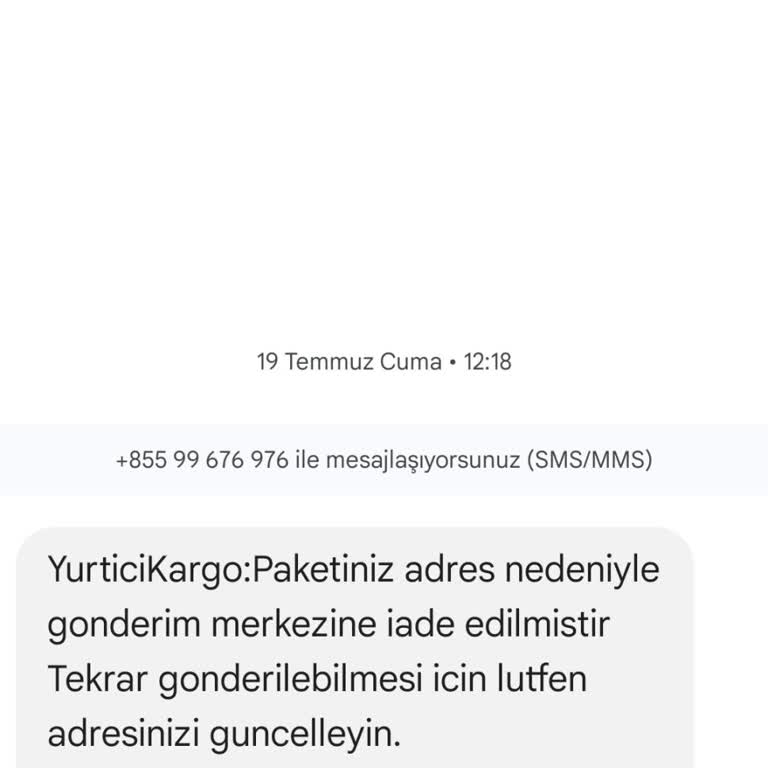 Kargo Adres Nedeniyle İade